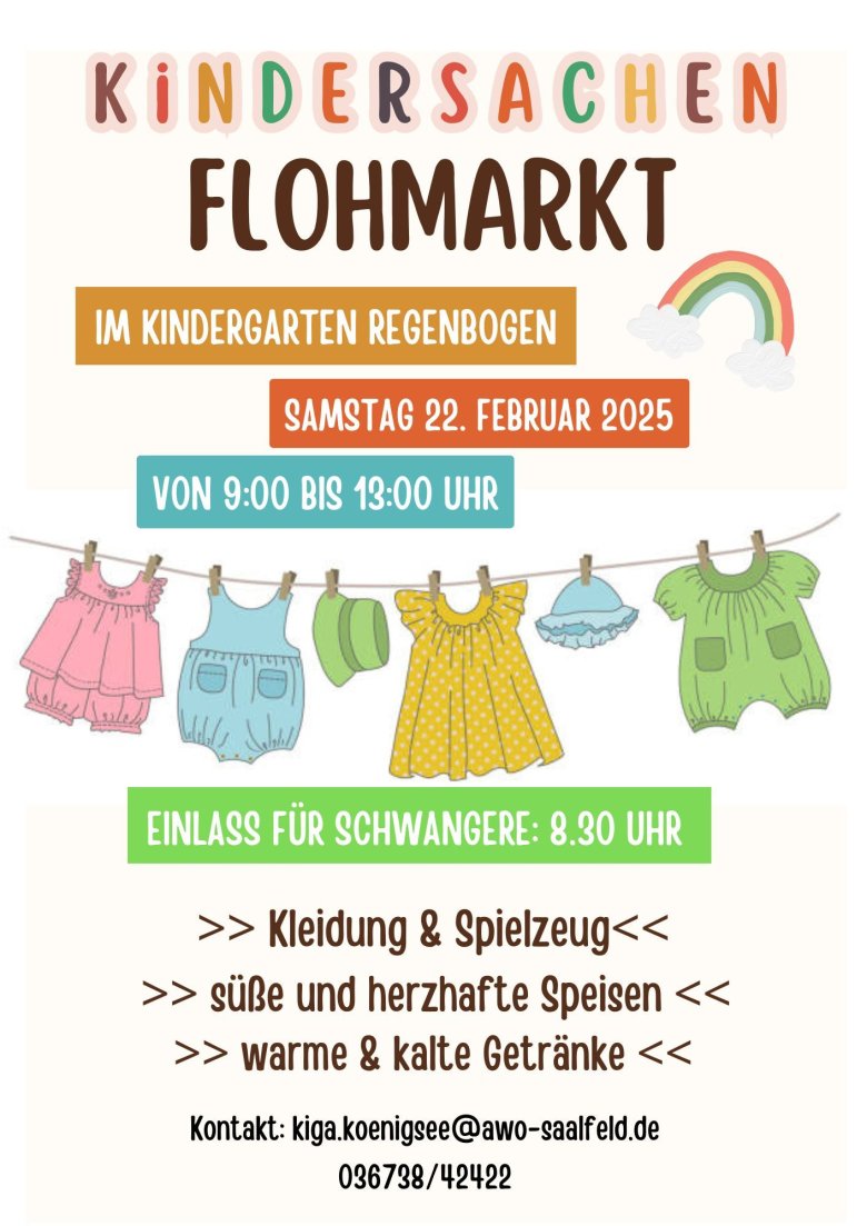 Beige Orange Bunt Illustrativ Kinder Flohmarkt A4 Flyer - 1